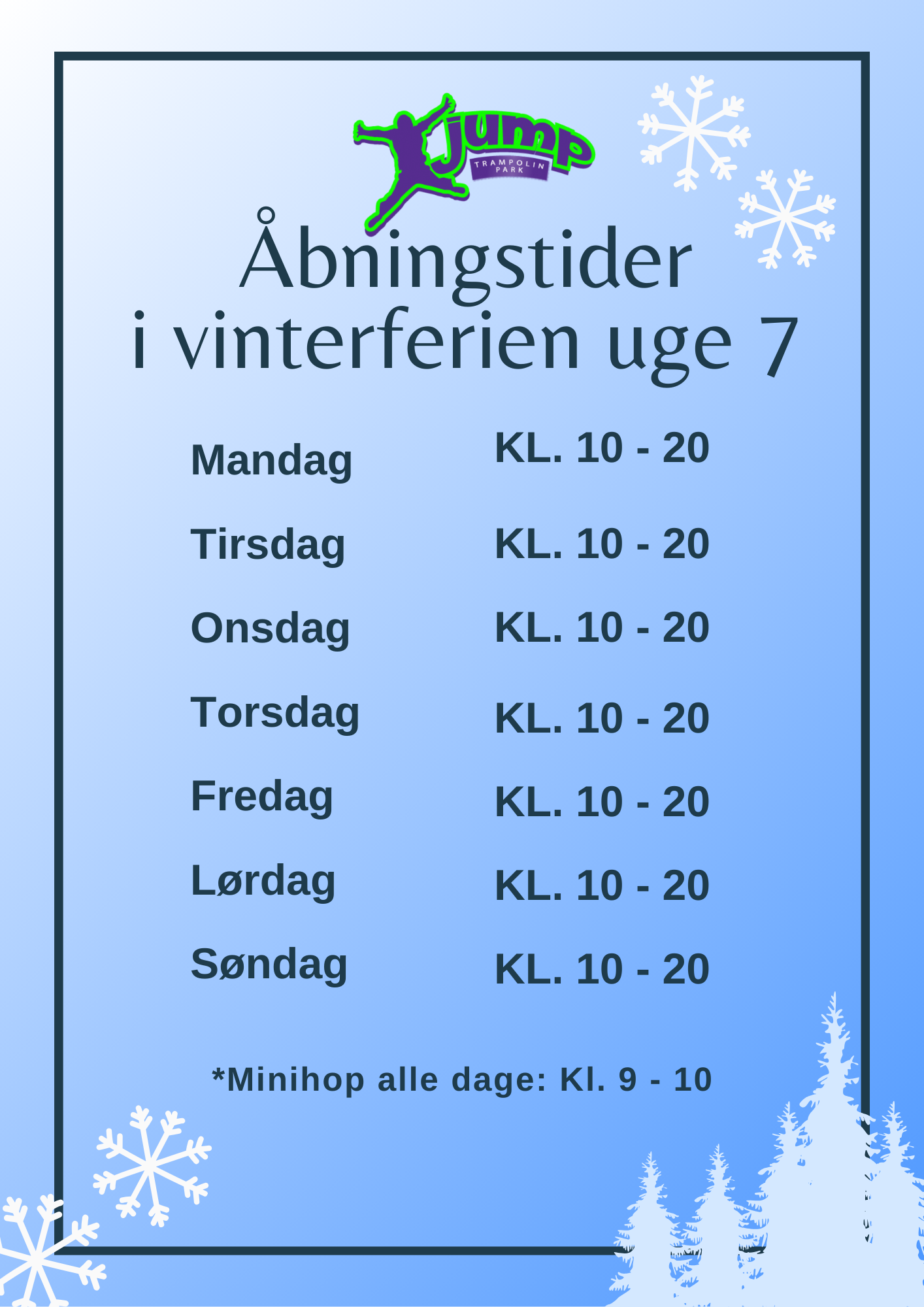 Åbningstider i Vinterferien 2025
